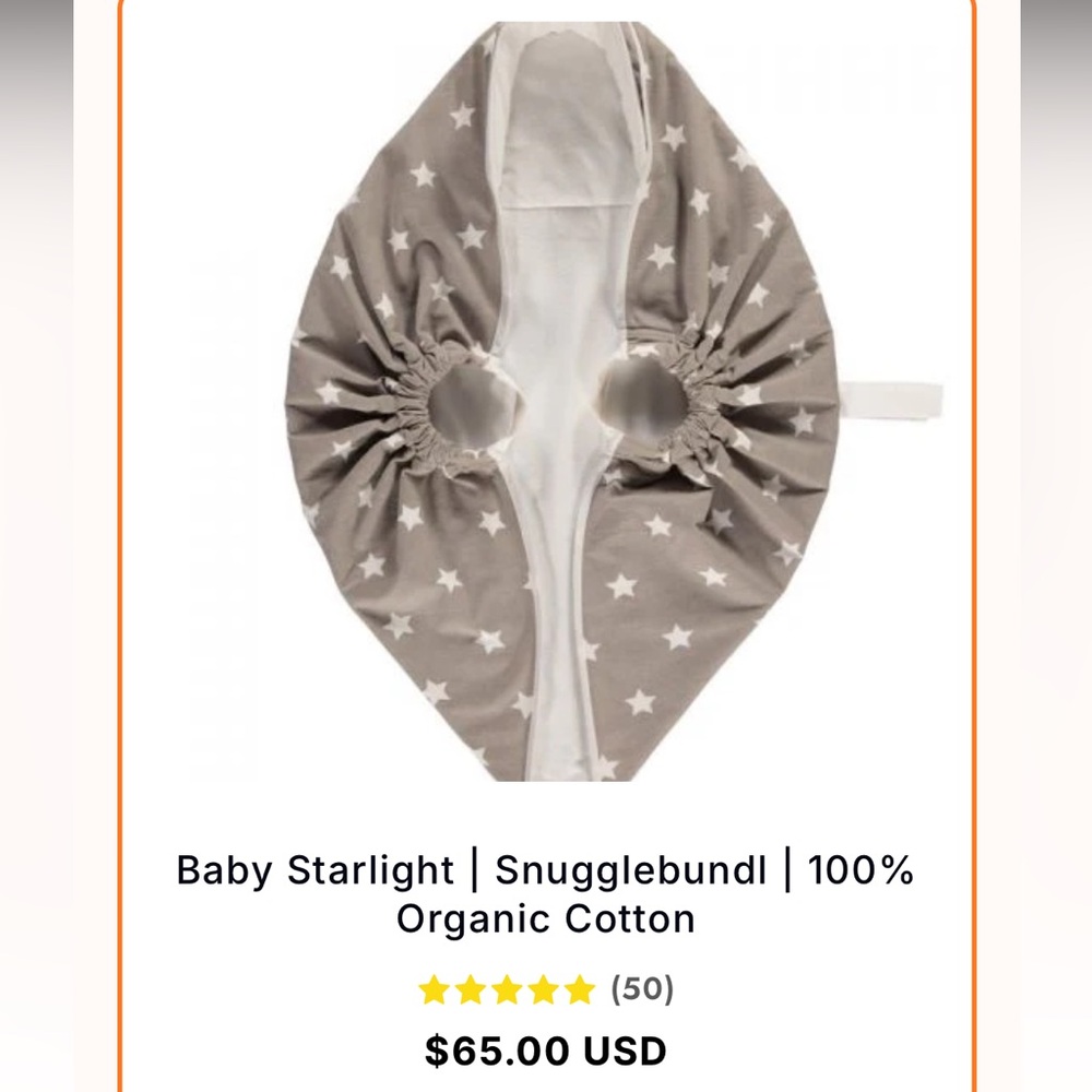Baby Starlight Organic Cotton Snuggle Cover - Gray with Stars